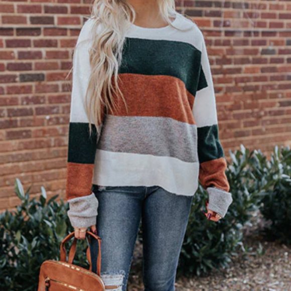 EUC Shop Impressions Size Small Colorblock Striped Sweater - Picture 3 of 3